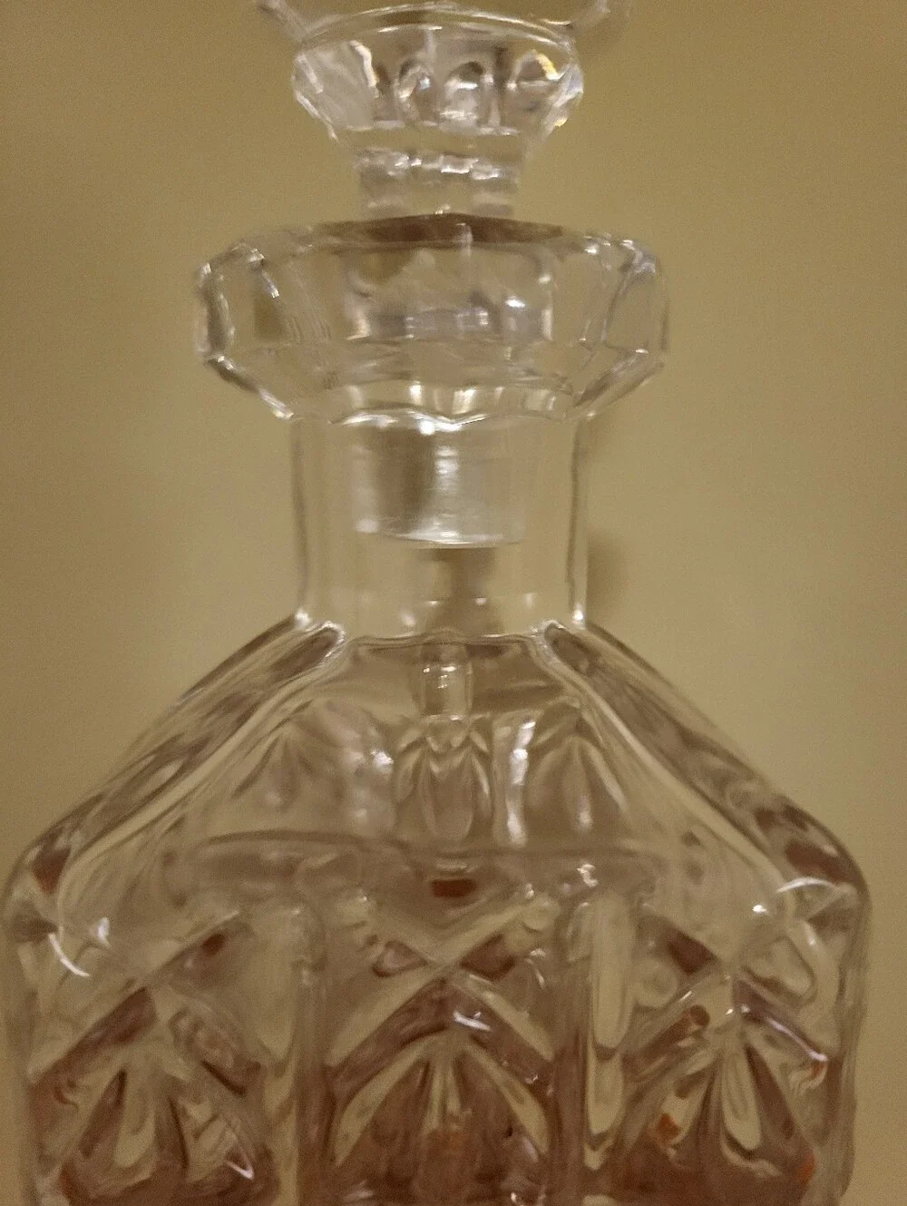 Handcut Clear And Frosted Crystal Glass 11.5 x 3.5 Inch Decanter With Stopper